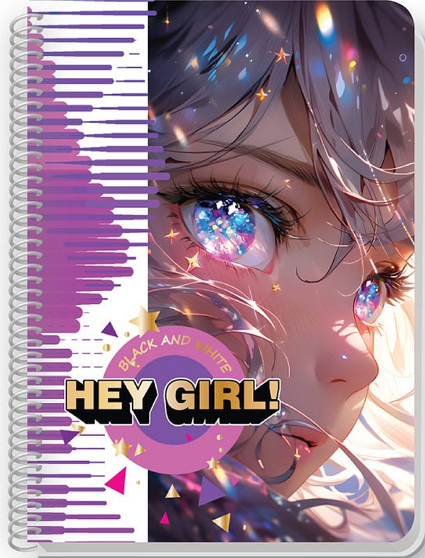 Caiet spiralat Black&White Manga Girl - A4, 80 foi, sortiment