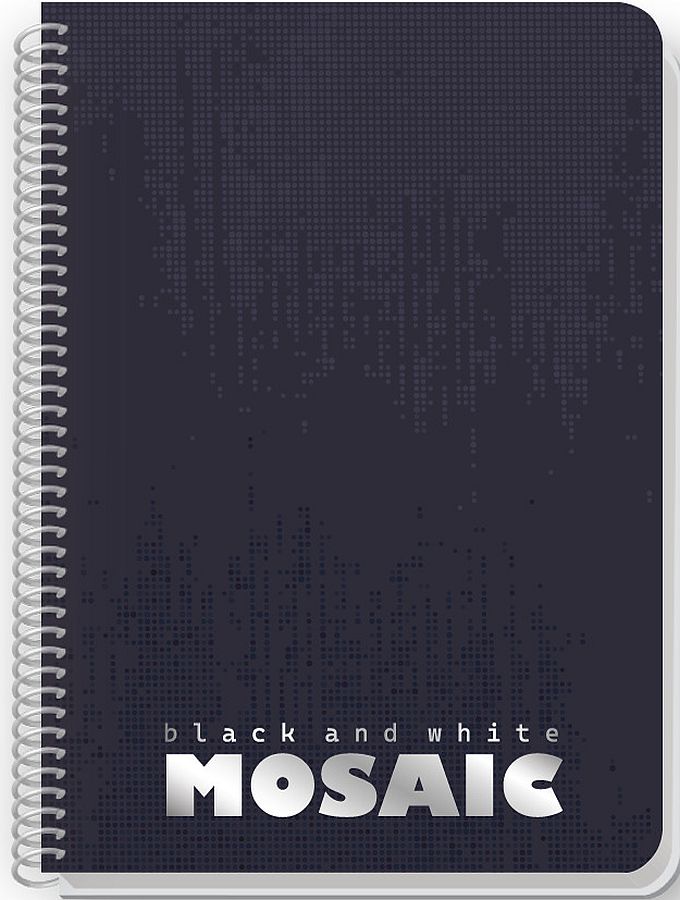 Caiet spiralat Black&White Mosaic - A4, 80 foi, sortiment