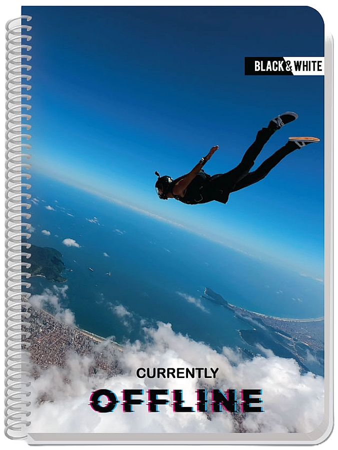 Caiet cu spirală  Black&amp;White Offline - A5, 60 de coli, rânduri late, sortiment