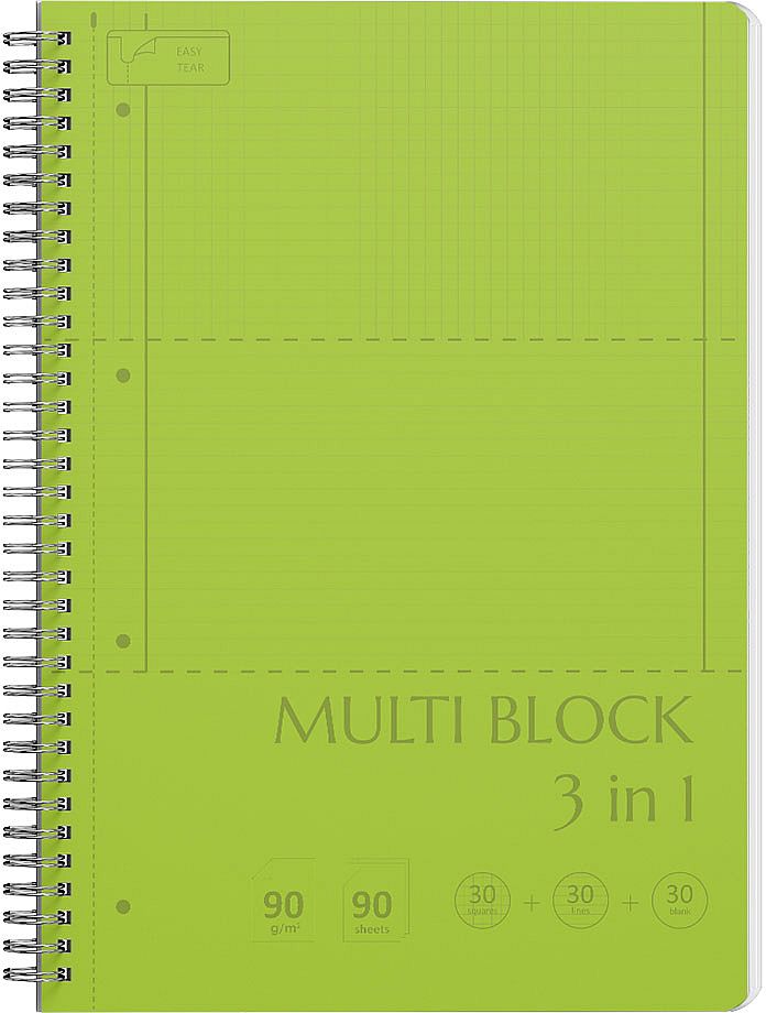 Caiet cu spirală Ilijanum Multiblock - A4, 90 foi, sortiment