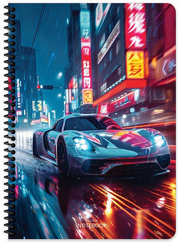 Agenda cu spirală Keskin Color Cars - A4, 80 foi, rânduri largi, sortiment