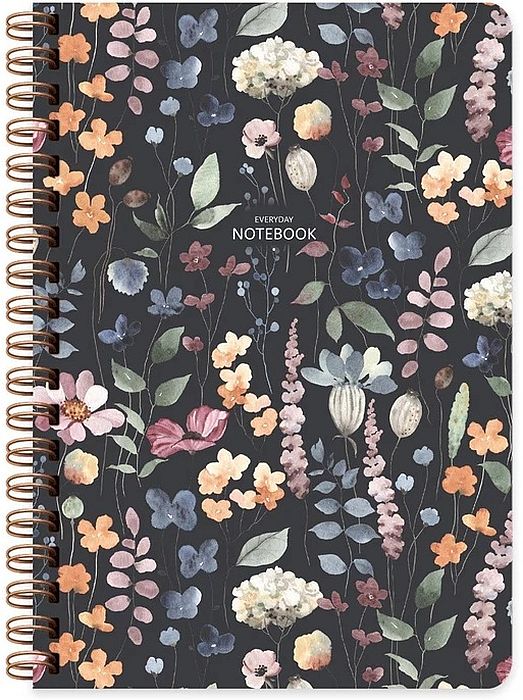 Caiet spiralat Keskin Color Flower - A5, 96 foi, rânduri largi, sortiment