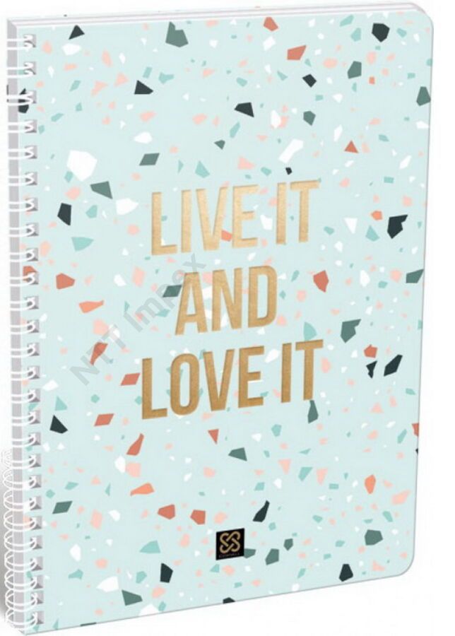 Caiet cu spirala Lizzy Card - Cornell Terrazzo Gold, A4, 70 de foi, randuri largi