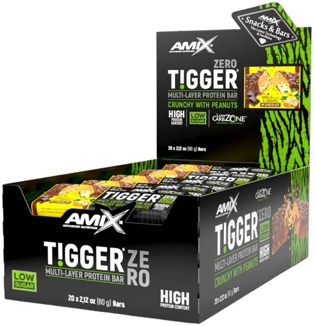 Tigger Zero Bar Box, vanilie și caramel, 20 buc, Amix