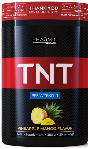TNT Pre-Workout, ananas și mango, 380 g, Pharmic Research