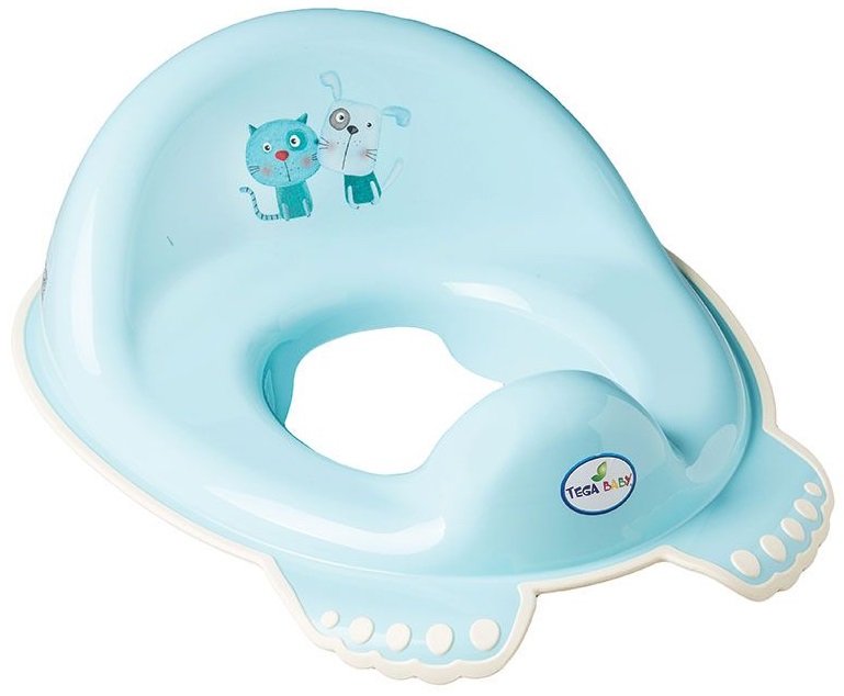 Scaun de toaletă anatomic Tega Baby - Dog & Kitten, albastru