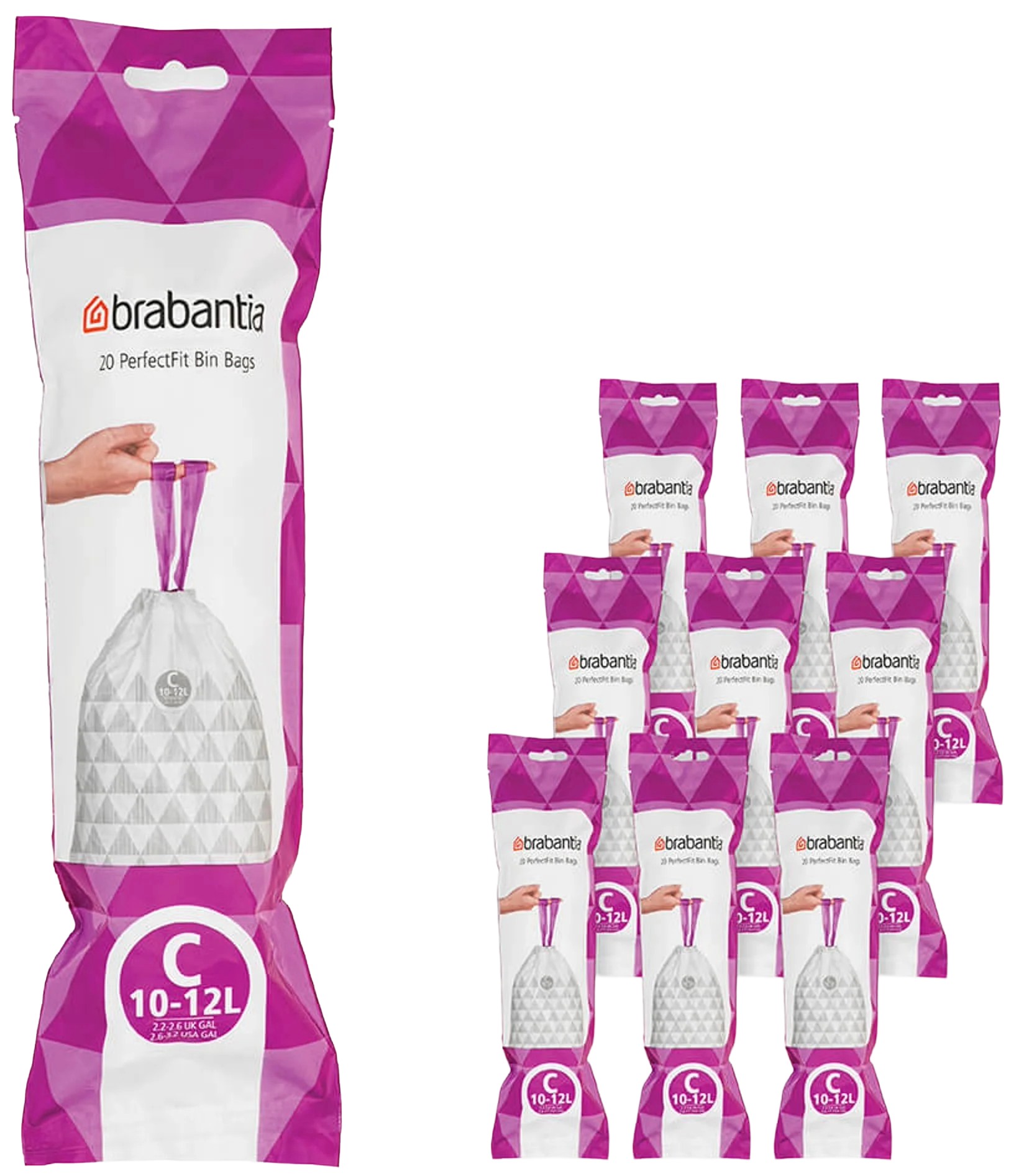 Sac de gunoi Brabantia - PerfectFit Sort&Go/Silent/Touch, mărimea C, 10 - 12 l, 200 buc