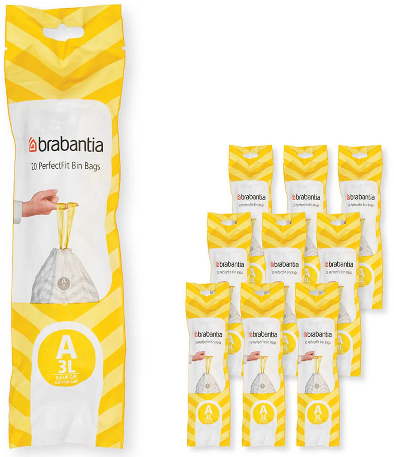 Sac de gunoi Brabantia - PerfectFit Sort&Go/Touch, mărimea A, 3 l, 200 buc