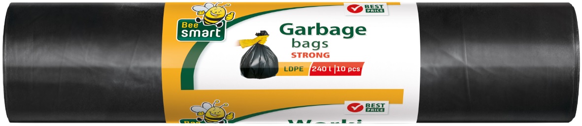 Saci de gunoi  Paclan - Bee Smart, 240 l, 10 buc., negre