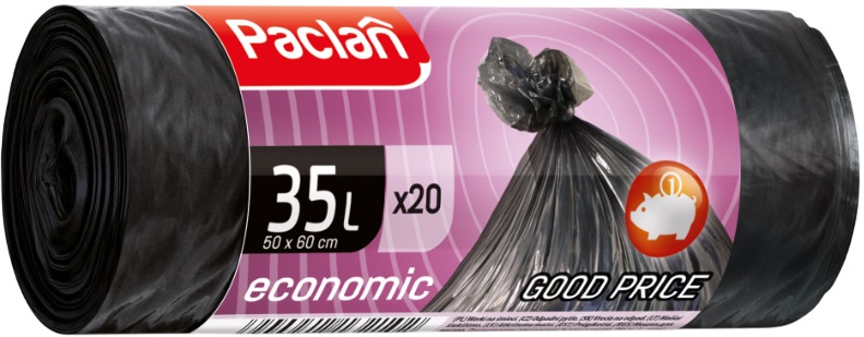 Saci de gunoi  Paclan - Economic, 35 l, 20 buc., negre