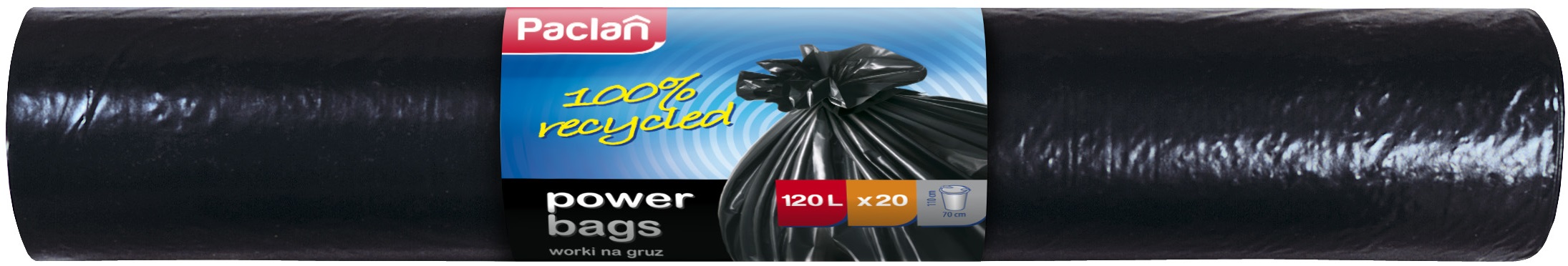 Saci de gunoi  Paclan - Power, 120 l, 20 buc., negre