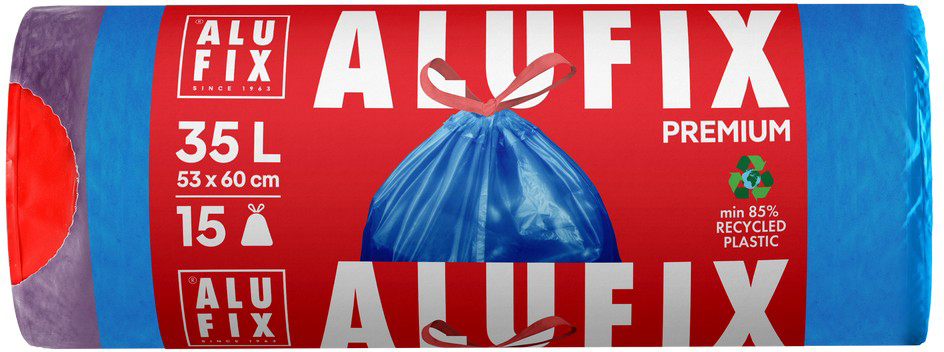 Saci de gunoi cu legături ALUFIX - 35 l, 15 buc., albaștri