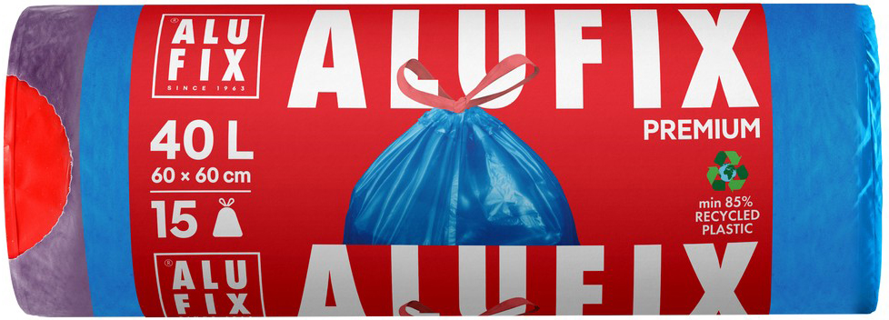 Saci de gunoi cu legături ALUFIX - 40 l, 15 buc., albaștri