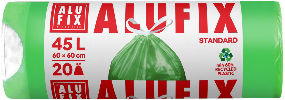 Saci de gunoi cu legături ALUFIX - 45 l, 20 buc., verzi