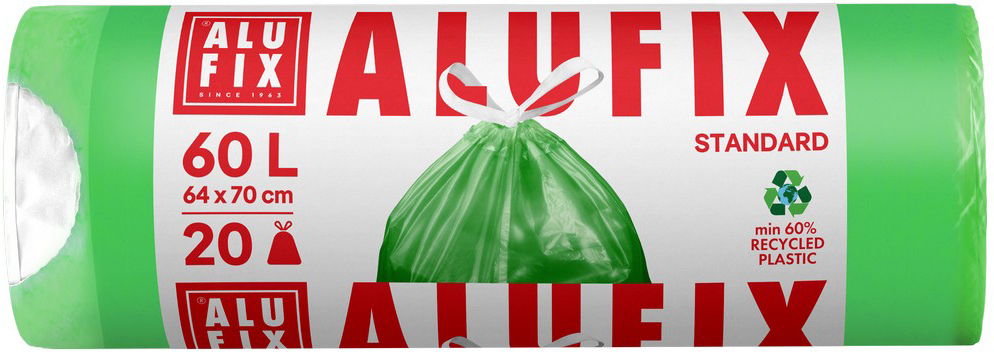 Saci de gunoi cu legături ALUFIX - 60 l, 20 buc., verzi