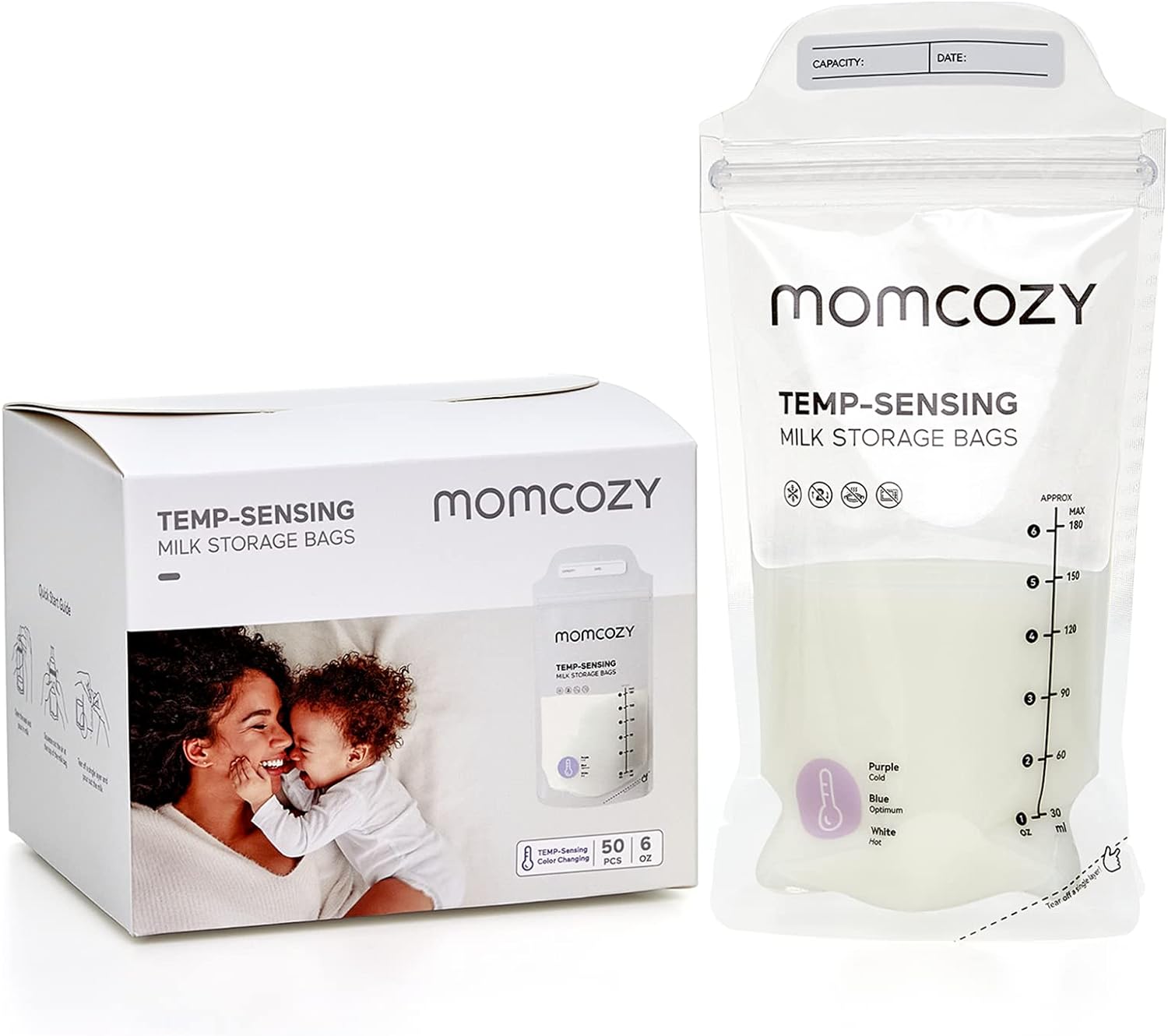 Pungi pentru depozitarea laptelui matern Momcozy - MS029, 200 buc