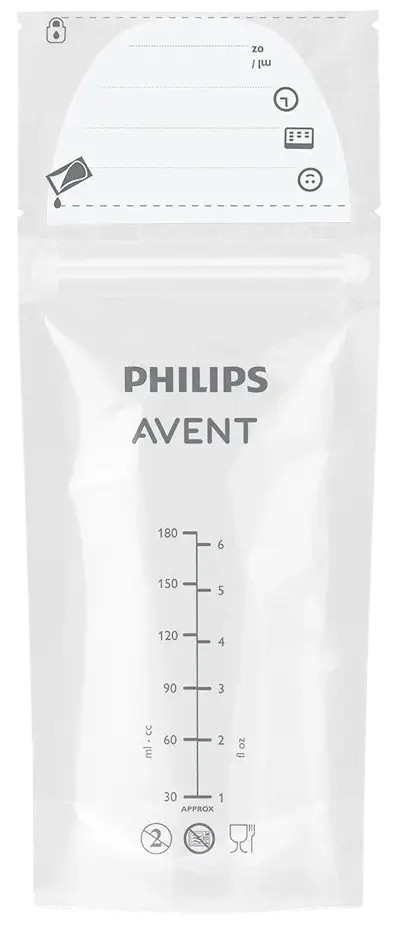 Pungi de stocare a laptelui matern Philips Avent, 25 bucati, 180 ml, SCF603/25, Philips - imagine 2