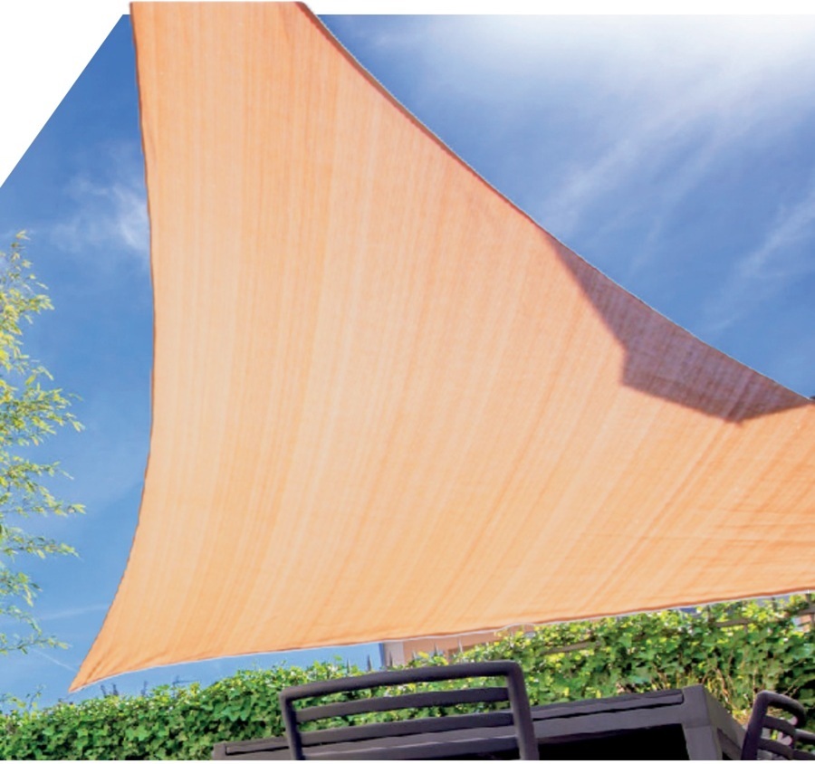 Copertină triunghiulară cu elemente de fixare Herly - HDPE, 3 x 3 x 3 m, crem