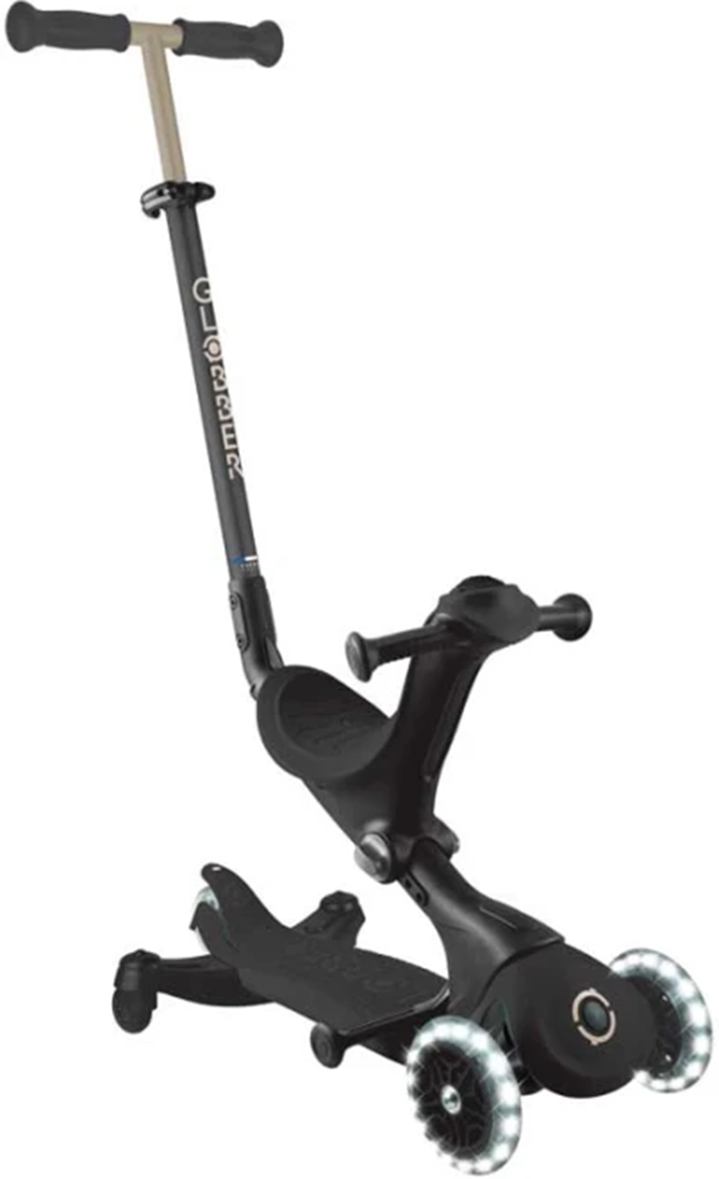 Trotinetă 3 în 1 Globber - Go Up Deluxe Lights 360°, negru