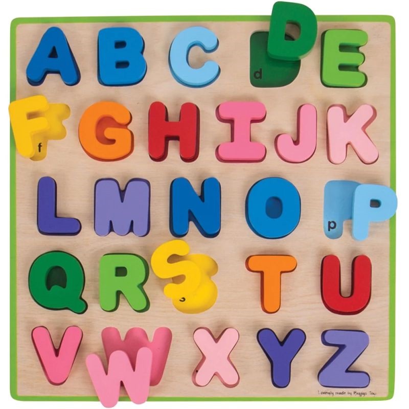 Bigjigs Puzzle colorat din lemn - Alfabetul englezesc