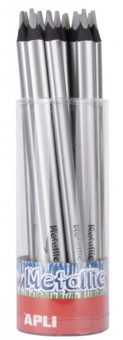 Creion colorat Apli - Jumbo Metallic, argintiu