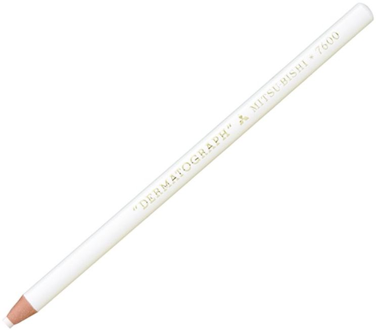 Creion colorat Uni Dermatograf - alb, pe baza de ulei
