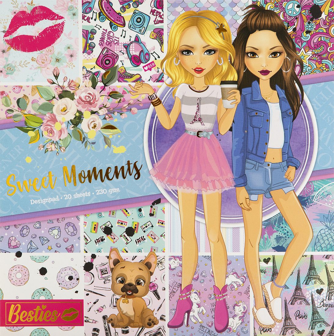 Hârtie colorată  Moxy Besties - Sweet Moments, 20 coli