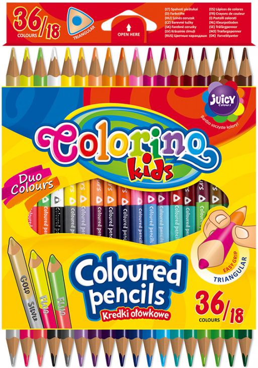 Creioane colorate cu doua capete Colorino Kids - 18 buc