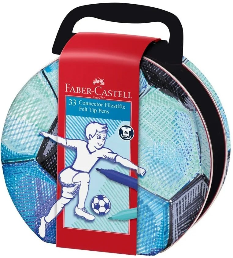 Carioci colorate Faber-Castell Connector - 33 de culori, fotbal