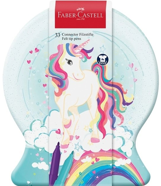 Pixuri cu pâslă colorate Faber-Castell Connector - unicorn, 33 de culori