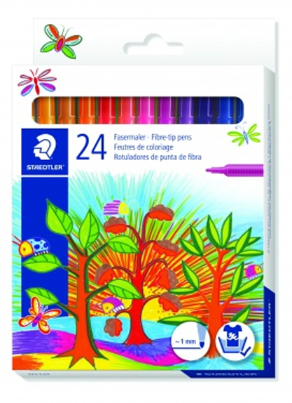 Carioci colorate Staedtler 325 - 24 de culori, cerneala lavabila