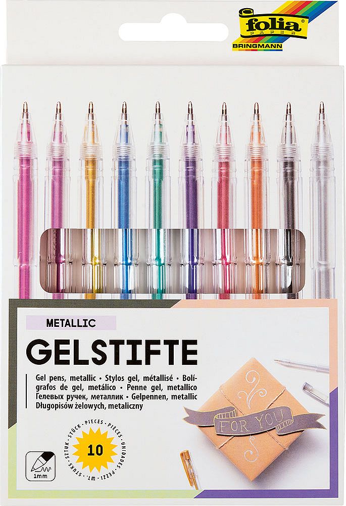 Set pixuri cu gel Folia - 10 culori, metalic