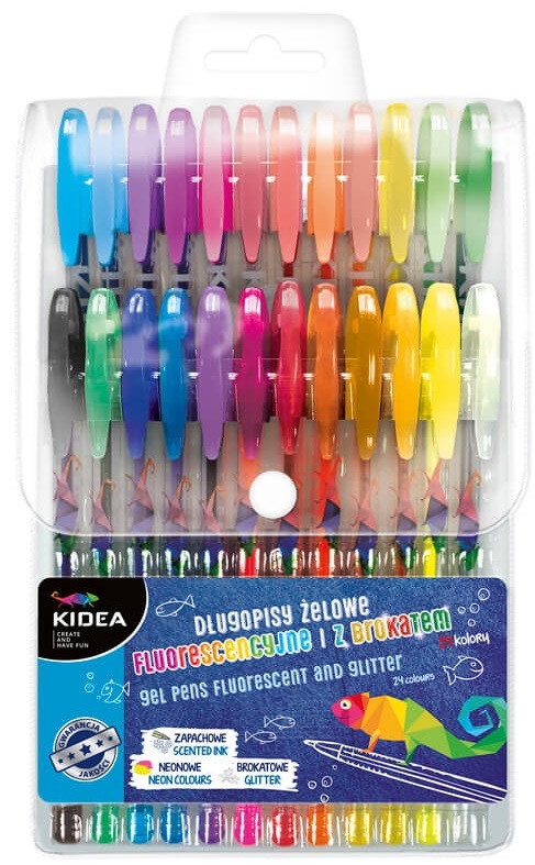Pixuri cu gel colorate Kidea - 24 de culori