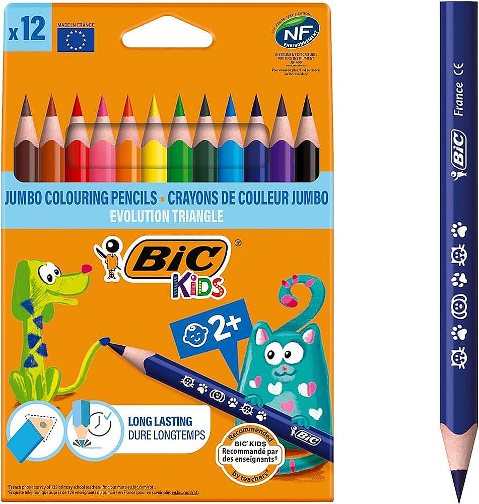 Creioane colorate Evolution triunghi 4.3 mm 12 buc BIC Kids Creioane colorate Evolution triunghi 4.3 mm 12 buc BIC Kids - imagine 2