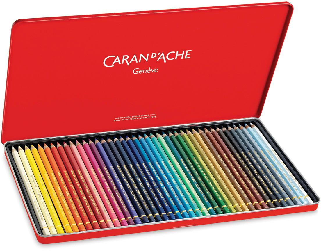 Creioane de culoare Caran d'Ache Pablo - 40 de culori, cutie metalica