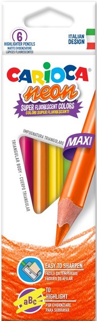 Creioane colorate Carioca Neon - Maxi, 6 culori