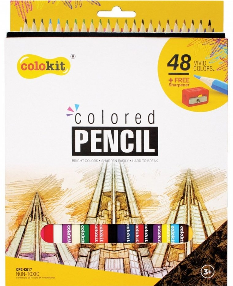 Creioane de culoare Colokit - 48 de culori, ascuțitor de creion