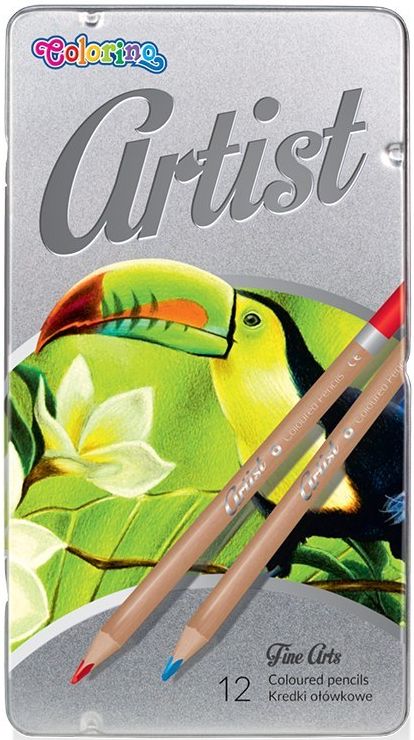 Creioane colorate Colorino Artist - in cutie metalica, 12 culori