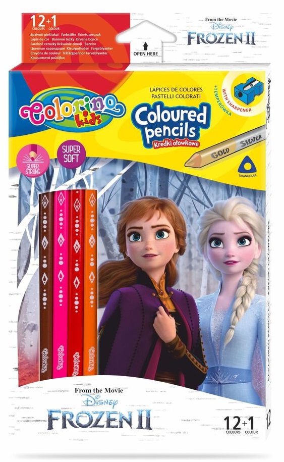 Colorino Disney Frozen II Creioane colorate triunghiulare 12 culori +1 (cu ascutitoare)