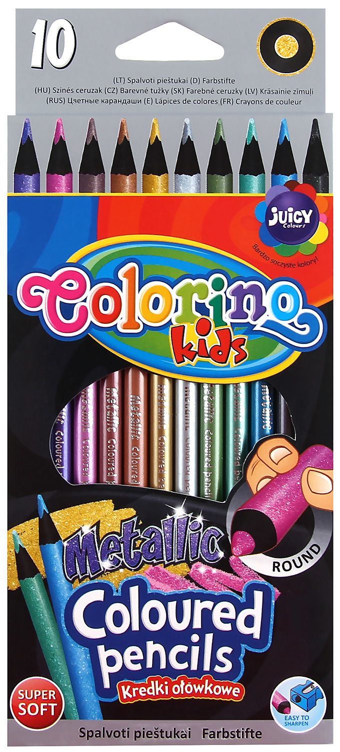 Creioane colorate Colorino Kids - metalice, 10 culori