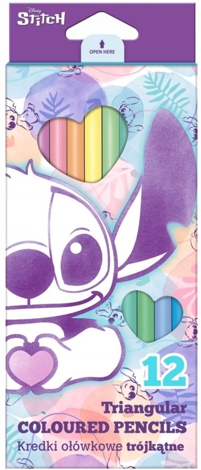 Creioane colorate Cool Pack Jumbo - Stitch Pastel, 12 culori