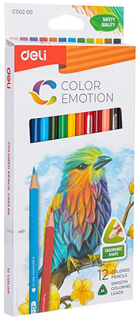 Creioane colorate Deli Color Emotion - EC00200, 12 culori