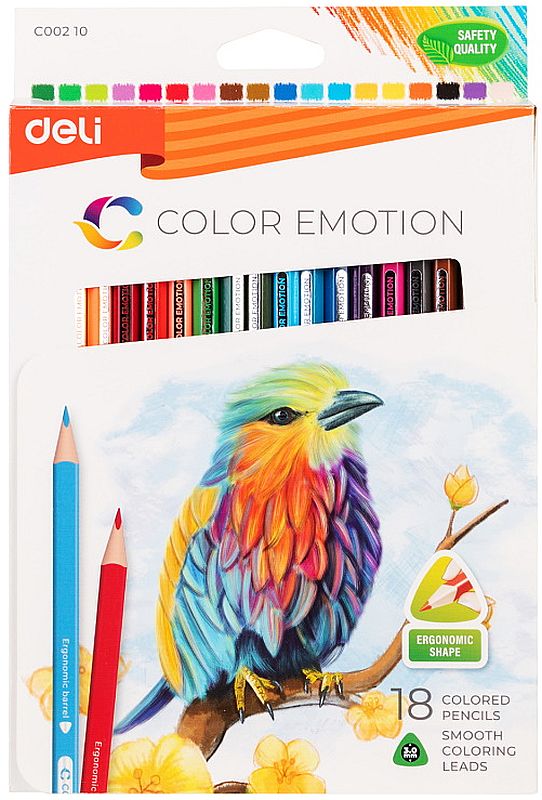Creioane colorate Deli Color Emotion -  EC00210, 18 culori