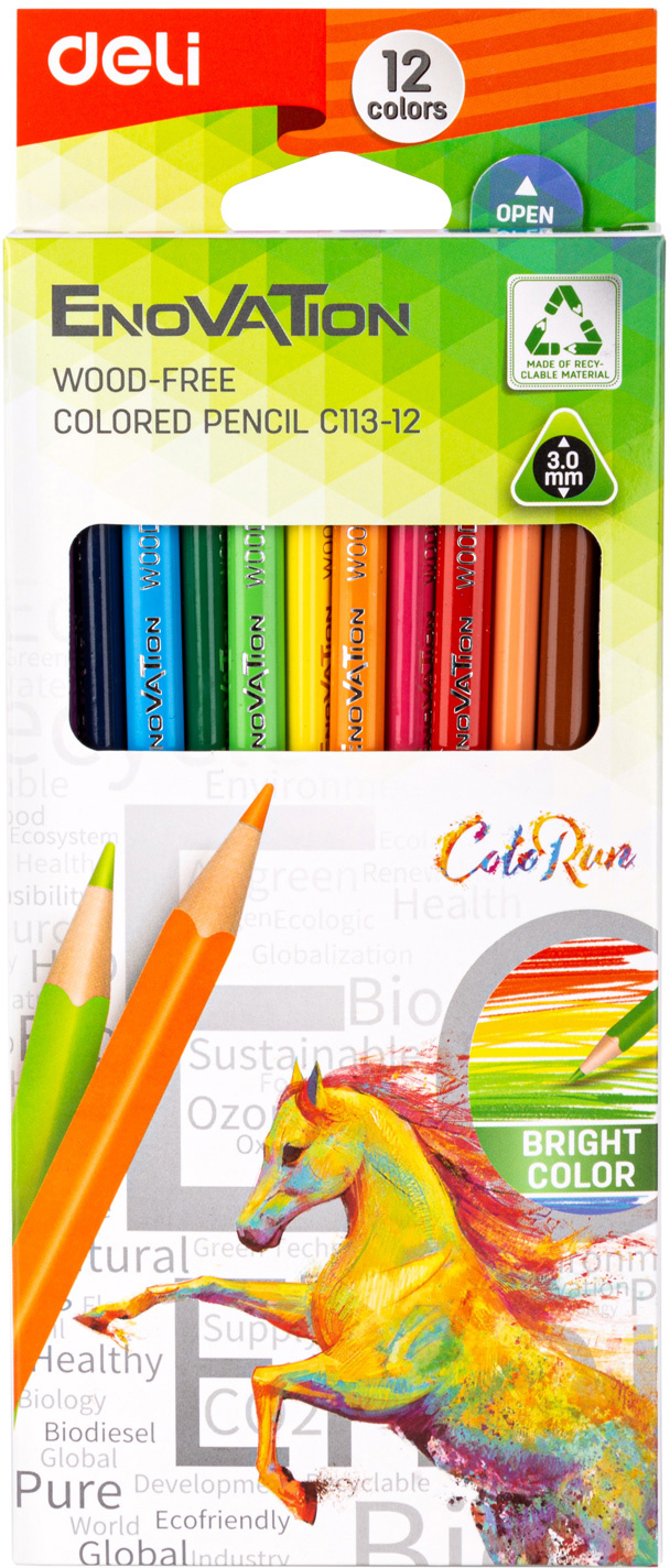 Creioane colorate plastic 12 culori Deli Creioane colorate plastic 12 culori Deli - imagine 2