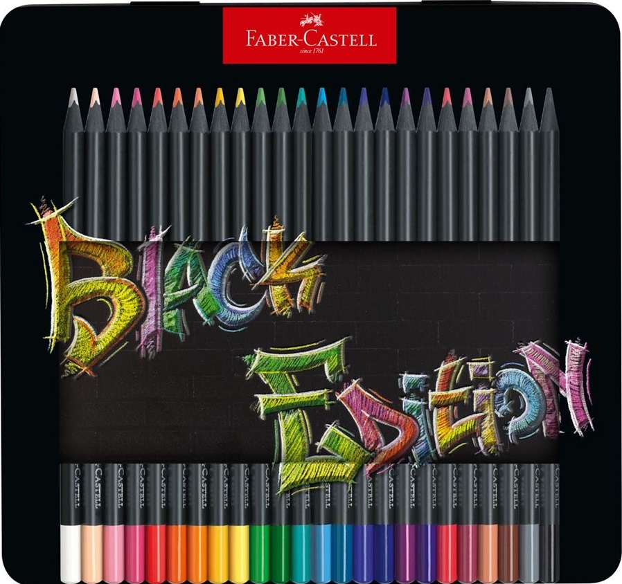 FABER-CASTELL BLACK EDITION CREIOANE 24 CULORI CUTIE METALICĂ