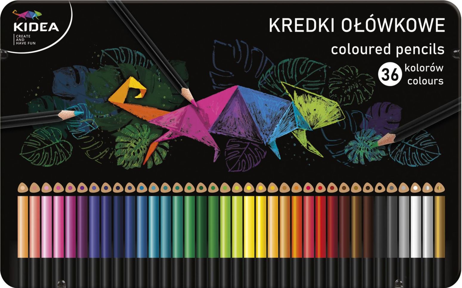 Creioane colorate Kidea - 36 culori, in cutie metalica