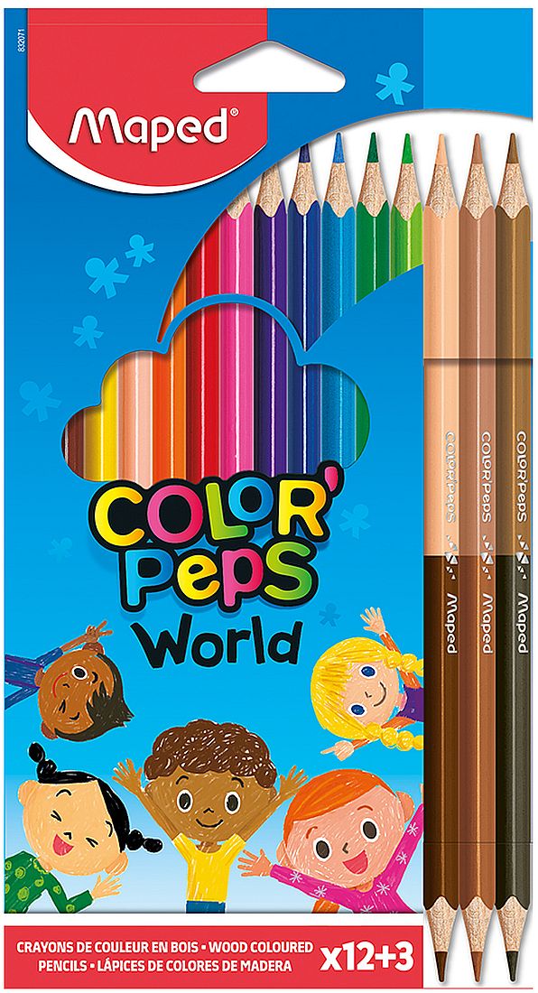 Creioane colorate Maped Color Peps - 12 culori, cu 3 bucati cu cate 2 varfuri