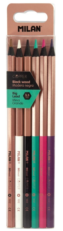 Creioane colorate Milan Copper - 3.5 mm, 6 culori