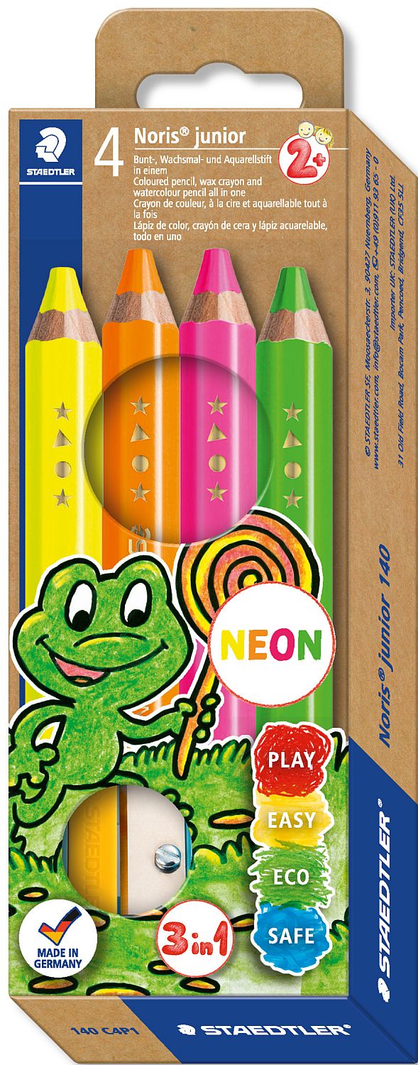 Creioane de culoare  Staedtler Noris Junior -4 culori, cu ascuțitor