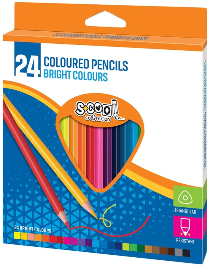 Creioane colorate triunghiulare S. Cool - 24 culori